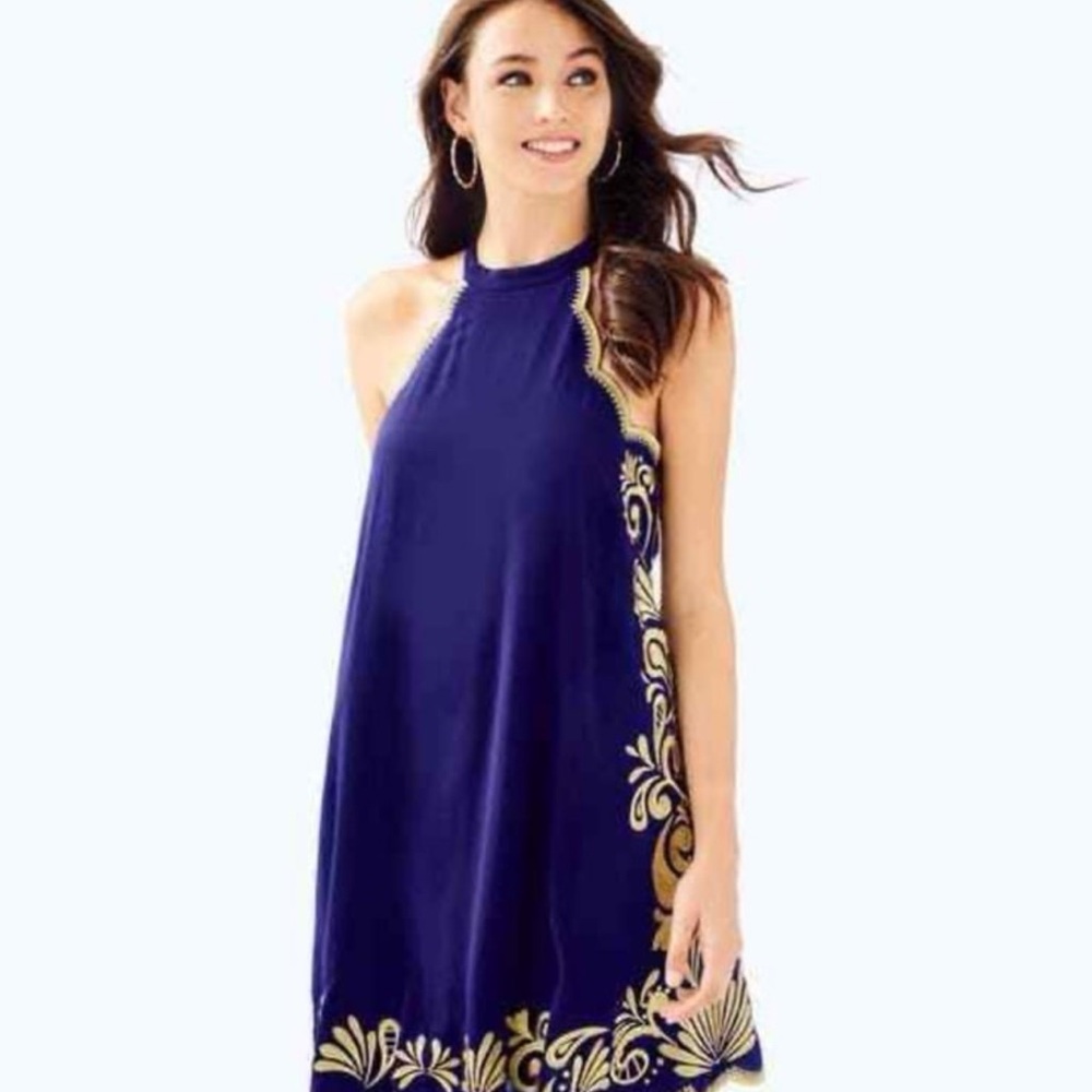Lilly Pulitzer XL Quinn Dress True
Navy Gypset Swirl Gold.Size XXSmall